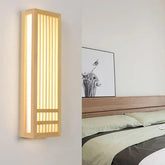 Japanese Craft Rectangular Bedroom Wooden Wall Lights